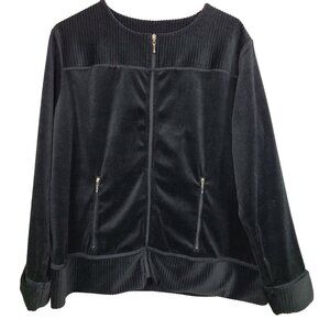 Vintage 90s Coldwater Creek  Jacket Womens Large Black Velvet Whimsygoth Casual